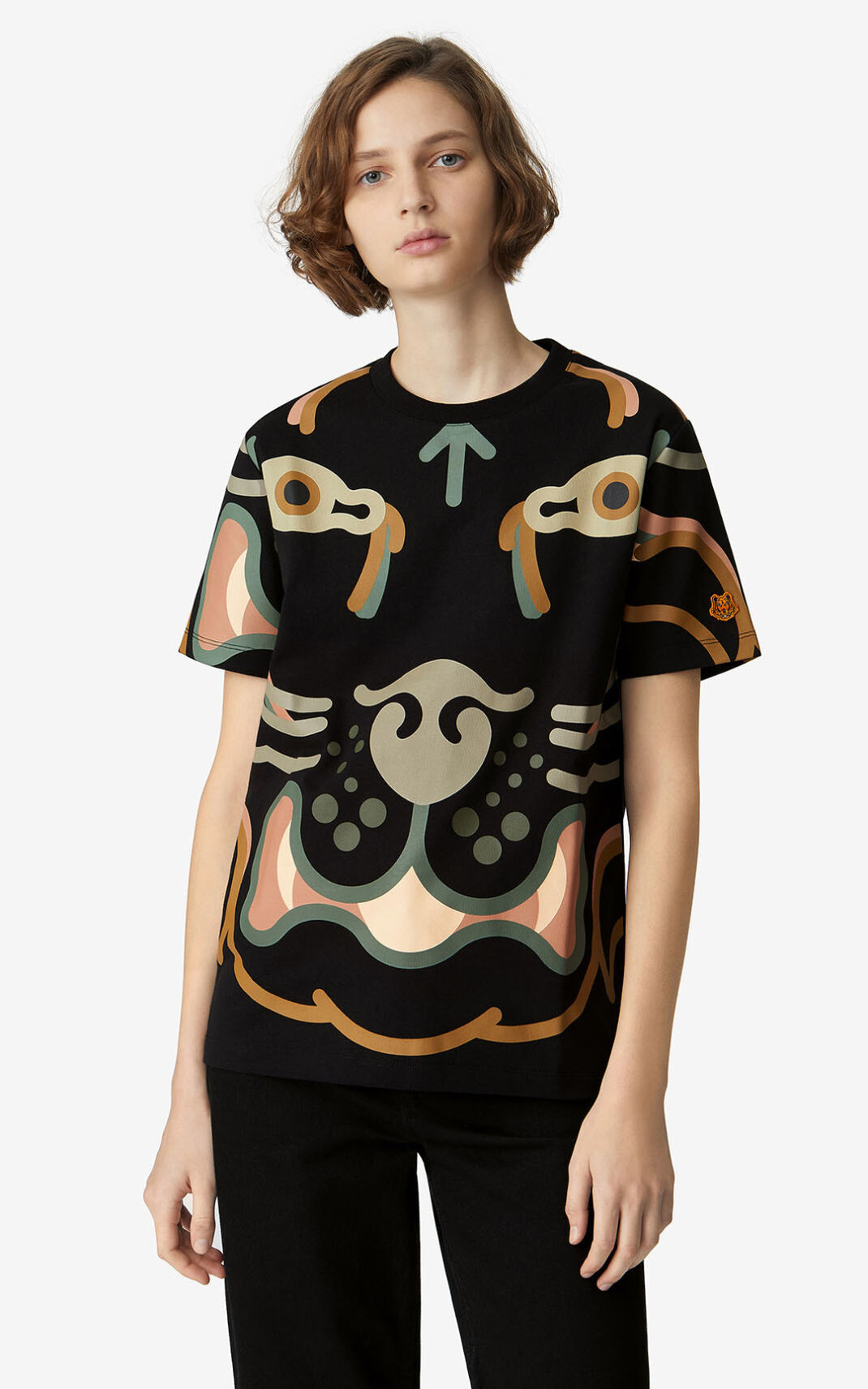 T Shirt Kenzo K Tiger loose Femme Noir | GCTK-85930